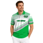 Marshall Thundering Herd Polo Shirt Custom Slanted Stripes Green White Best Selling