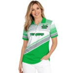 Marshall Thundering Herd Polo Shirt Custom Slanted Stripes Green White Best Selling
