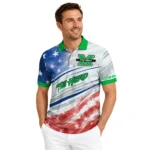 Marshall Thundering Herd Polo Shirt Custom Star Stripes Red Blue Best Selling