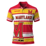 Maryland Terrapins Polo Shirt Customized Horizontal Blocks Red Best Selling