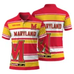 Maryland Terrapins Polo Shirt Customized Horizontal Blocks Red Best Selling