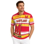 Maryland Terrapins Polo Shirt Customized Horizontal Blocks Red Best Selling