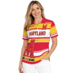 Maryland Terrapins Polo Shirt Customized Horizontal Blocks Red Best Selling