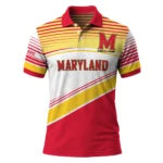 Maryland Terrapins Polo Shirt Customized Slanted Stripes Red White Best Selling