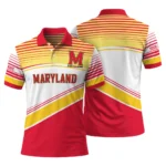Maryland Terrapins Polo Shirt Customized Slanted Stripes Red White Best Selling