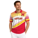 Maryland Terrapins Polo Shirt Customized Slanted Stripes Red White Best Selling