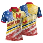Maryland Terrapins Polo Shirt Customized Star Stripes Red Blue Best Selling