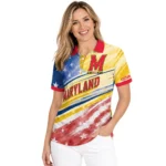 Maryland Terrapins Polo Shirt Customized Star Stripes Red Blue Best Selling