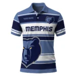Memphis Grizzlies Polo Shirt - Customized Horizontal Blocks Blue