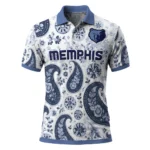 Memphis Grizzlies Polo Shirt - Customized Paisley Florals Blue White