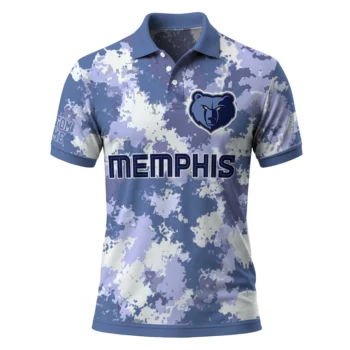 Memphis Grizzlies Polo Shirt - Customized Pixel Camo Blue
