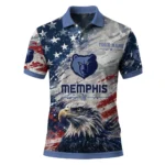 Memphis Grizzlies Polo Shirt - Customized Star Brushstrokes Blue