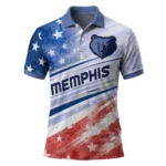 Memphis Grizzlies Polo Shirt - Customized Star Stripes Red Blue