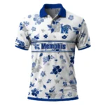 Memphis Tigers Polo Shirt Custom Floral Pinstripe Blue White Best Selling