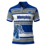 Memphis Tigers Polo Shirt Custom Horizontal Blocks Blue Best Selling