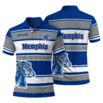 Memphis Tigers Polo Shirt Custom Horizontal Blocks Blue Best Selling