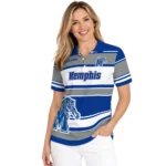 Memphis Tigers Polo Shirt Custom Horizontal Blocks Blue Best Selling