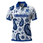 Memphis Tigers Polo Shirt Custom Paisley Florals Blue White Best Selling