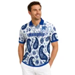 Memphis Tigers Polo Shirt Custom Paisley Florals Blue White Best Selling
