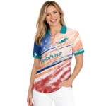 Miami Dolphins Polo Shirt Customized Star Stripes Red Blue Best Selling