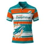 Miami Dolphins Polo Shirt Personalized Horizontal Blocks Aqua Best Selling