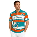 Miami Dolphins Polo Shirt Personalized Horizontal Blocks Aqua Best Selling