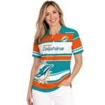 Miami Dolphins Polo Shirt Personalized Horizontal Blocks Aqua Best Selling