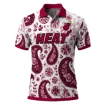 Miami Heat Polo Shirt - Personalized Paisley Florals Red White