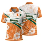 Miami Hurricanes Polo Shirt Customized Floral Angles Orange White Best Selling