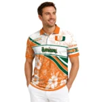 Miami Hurricanes Polo Shirt Customized Floral Angles Orange White Best Selling
