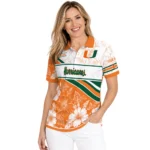 Miami Hurricanes Polo Shirt Customized Floral Angles Orange White Best Selling