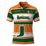 Miami Hurricanes Polo Shirt Customized Horizontal Blocks Orange Best Selling