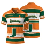 Miami Hurricanes Polo Shirt Customized Horizontal Blocks Orange Best Selling
