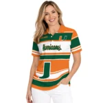 Miami Hurricanes Polo Shirt Customized Horizontal Blocks Orange Best Selling