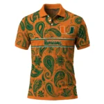 Miami Hurricanes Polo Shirt Customized Paisley Band Orange Best Selling
