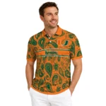 Miami Hurricanes Polo Shirt Customized Paisley Band Orange Best Selling