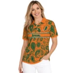 Miami Hurricanes Polo Shirt Customized Paisley Band Orange Best Selling