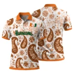 Miami Hurricanes Polo Shirt Customized Paisley Florals Orange White Best Selling