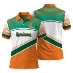 Miami Hurricanes Polo Shirt Customized Slanted Stripes Orange White Best Selling