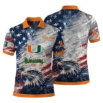 Miami Hurricanes Polo Shirt Customized Star Brushstrokes Orange Blue Best Selling