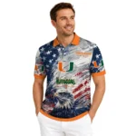 Miami Hurricanes Polo Shirt Customized Star Brushstrokes Orange Blue Best Selling