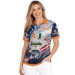 Miami Hurricanes Polo Shirt Customized Star Brushstrokes Orange Blue Best Selling