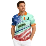Miami Hurricanes Polo Shirt Customized Star Stripes Red Blue Best Selling