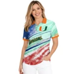 Miami Hurricanes Polo Shirt Customized Star Stripes Red Blue Best Selling
