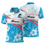 Miami Marlins Polo Shirt Customized Floral Angles Blue White Best Selling