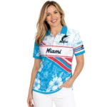 Miami Marlins Polo Shirt Customized Floral Angles Blue White Best Selling