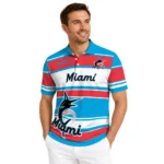Miami Marlins Polo Shirt Customized Horizontal Blocks Blue Best Selling