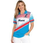 Miami Marlins Polo Shirt Customized Slanted Stripes Blue White Best Selling