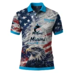 Miami Marlins Polo Shirt Customized Star Brushstrokes Blue Best Selling