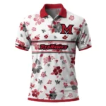 Miami Redhawks Polo Shirt Customized Floral Pinstripe Red White Best Selling